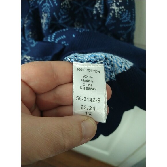 Woman Within 22/24 Snowflake Sweater Button Shirt Sleeve Cardigan Casual - Picture 6 of 9